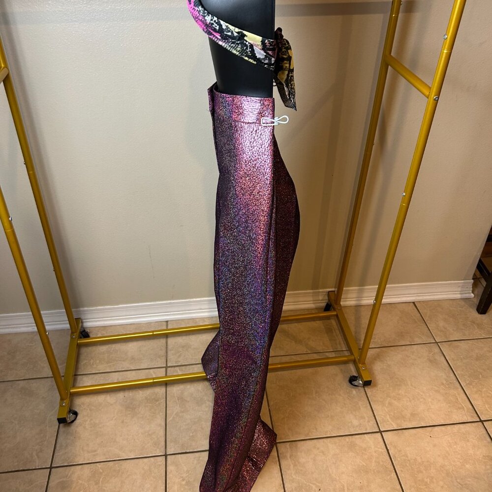 NWT ANTONIO MELANI Metallic Pink Wide-Leg Pants 6 - Picture 5 of 14